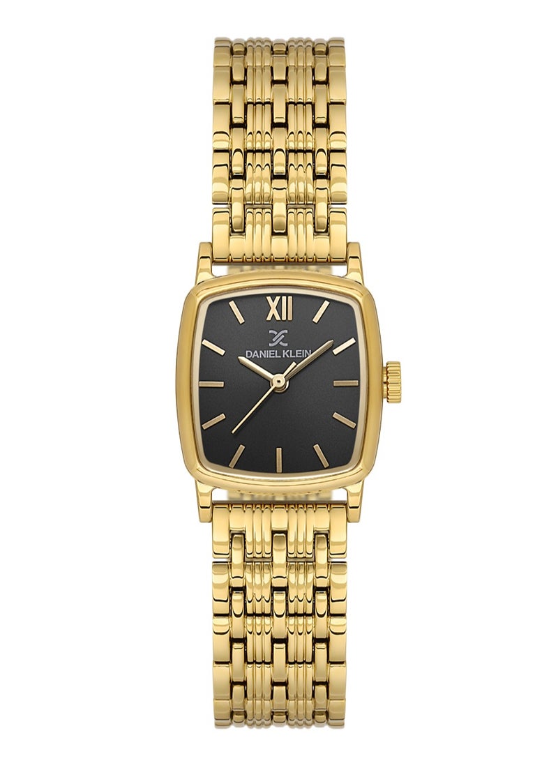 DANIEL KLEIN Women's Stainless Steel Gold Alloy Case Analog Black Square Sunray Dial Japanese Quartz Premium 30 Meters Water Resistant - Image 1